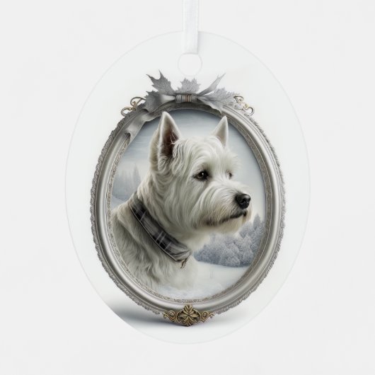 Westie Christmas Ornament Aus Metall (Vorderseite)