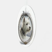 Westie Christmas Ornament Aus Metall (Vorderseite links)