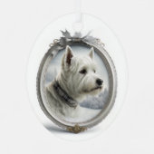 Westie Christmas Ornament Aus Metall (Rückseite)
