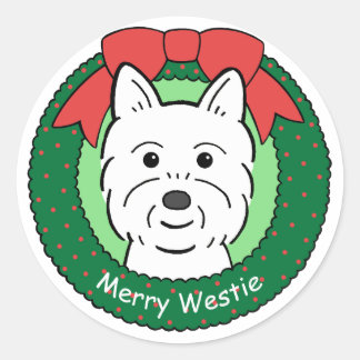 Westie Christmas Runder Aufkleber