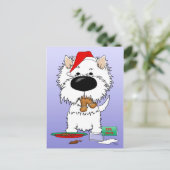 Westie Christmas Santa Feiertagspostkarte (Stehend Vorderseite)