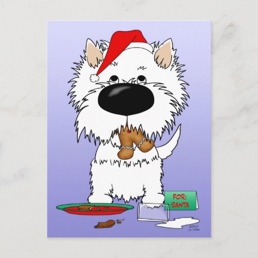 Westie Christmas Santa Feiertagspostkarte (Vorderseite)