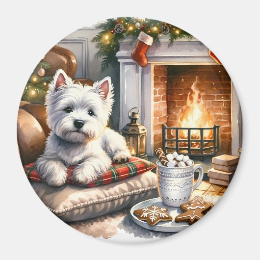 Westie Christmas Scene Magnet (Vorne)