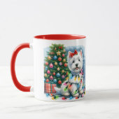 Westie Christmas Tree Lights Tasse (Links)