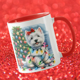 Westie Christmas Tree Lights Tasse