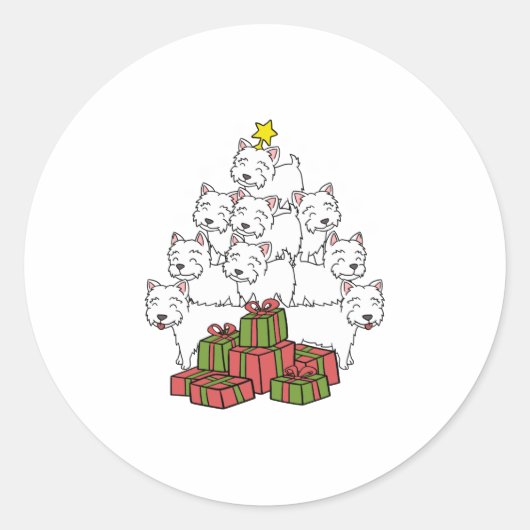 Westie Christmas Tree Runder Aufkleber (Vorderseite)