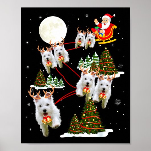 Westie Christmas Tree Westie Santa Hat Lights Xmas Poster (Vorne)