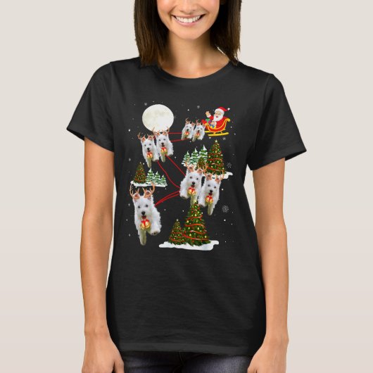 Westie Christmas Tree Westie Santa Hat Lights Xmas T-Shirt (Vorderseite)