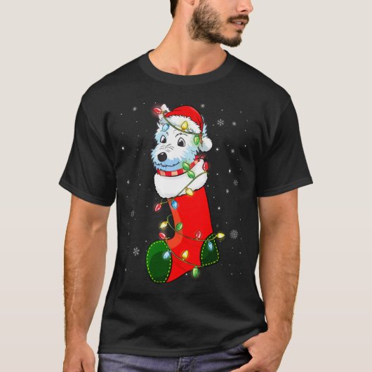 Westie Christmas Tree Westie Weihnachtsmannmütze L T-Shirt (Vorderseite)