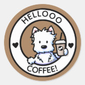 Westie Coffee KiniArt Stickers (Vorderseite)