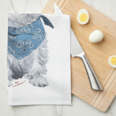 Westie Cowboy in Blue Geschirrtuch (Viertel Falte)