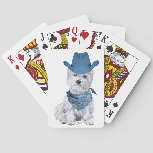 Westie Cowboy in Blue Spielkarten (Rückseite)