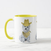 Westie Cowboy in Gelb Tasse (Links)