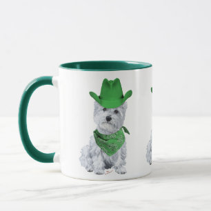 Westie Cowboy in Grün Tasse