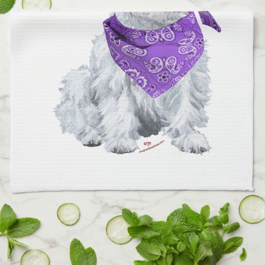 Westie Cowboy in Lila Geschirrtuch (Gefaltet)