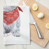 Westie Cowboy in Red Geschirrtuch (Viertel Falte)