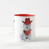 Westie Cowboy in Red Tasse (Zentrum)