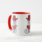 Westie Cowboy in Red Tasse (Vorderseite Links)