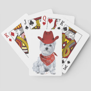 Westie Cowboy in Rot Spielkarten