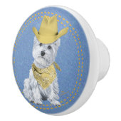 Westie Cowboy Keramikknauf (Rechts)