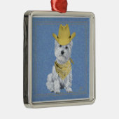 Westie Cowboy on Denim Silbernes Ornament (Rechts)