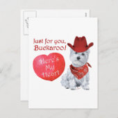 Westie Cowboy Valentine Feiertagspostkarte (Vorne/Hinten)