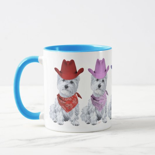 Westie Cowboys alle in einer Reihe Tasse (Links)
