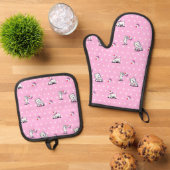 Westie Cupcakes Oven Mitt & Pot Holder Set (Oben Unten)