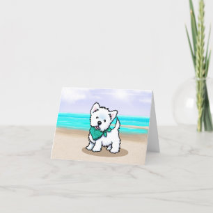 Westie Cutieface Beach Note Card Dankeskarte