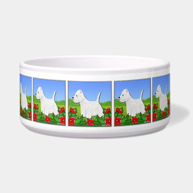 Westie Dog Bowl mit West Highland White Terriers Napf (Links)