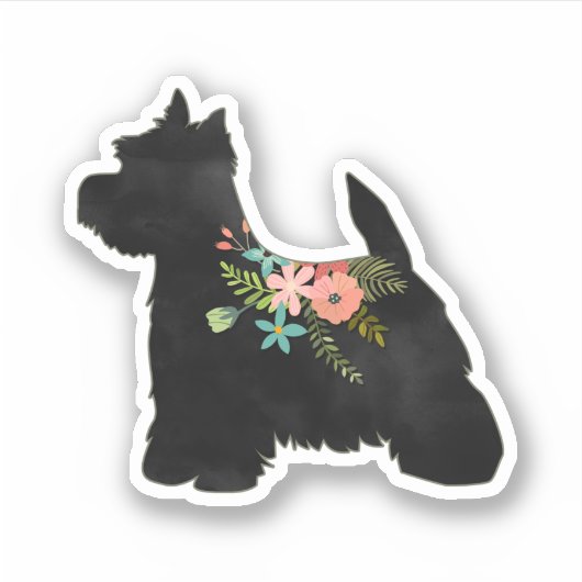 Westie Dog Breed Boho Silhouette Aufkleber (Vorderseite)