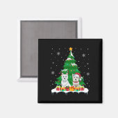 Westie Dog Christmas Tree Lights Santa Reindeer Xm Magnet (Vorderseite/Rückseite)