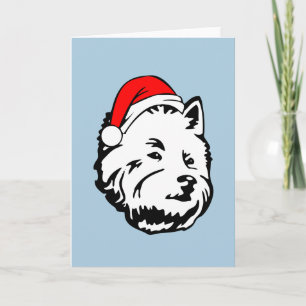 Westie Dog Christmas Weihnachtsmannmütze Feiertagskarte