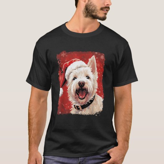 Westie Dog Christmas West Highland White Terrier M T-Shirt (Vorderseite)