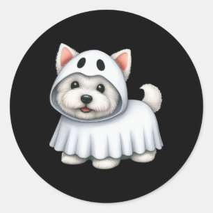 Westie Dog Halloween Kostüm Ghost West Terrier Runder Aufkleber