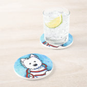 Westie Dog & Leash Untersetzer (Seite)