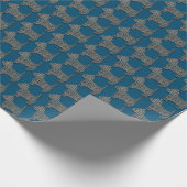 Westie Dog Niedlich Pet Silhouette Y&B Grid Blue Geschenkpapier (Ecke)