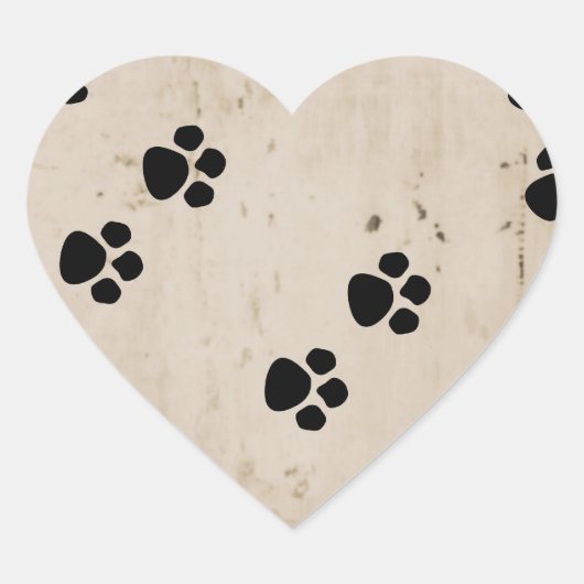 Westie Dog Paw Prints Herz-Aufkleber (Vorderseite)