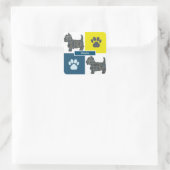 Westie Dog & Paw Y&B Grid Square Sticker (Tasche)