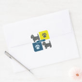 Westie Dog & Paw Y&B Grid Square Sticker (Umschlag)