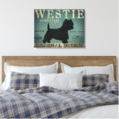 Westie Dog Rustic Art Leinwand (Insitu (Schlafzimmer))