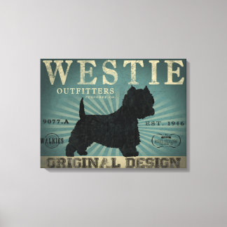Westie Dog Rustic Art Leinwand