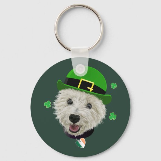 Westie Dog Saint Patrick's Day Irish Flag Schlüsselanhänger (Vorderseite)