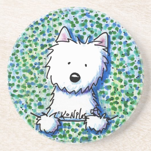 Westie Dog über den Pointillismus Untersetzer (Vorne)
