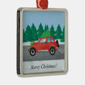 Westie Driving Christmas Car mit Baum oben Ornament Aus Metall (Rechts)