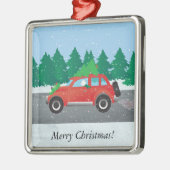 Westie Driving Christmas Car mit Baum oben Ornament Aus Metall (Links)