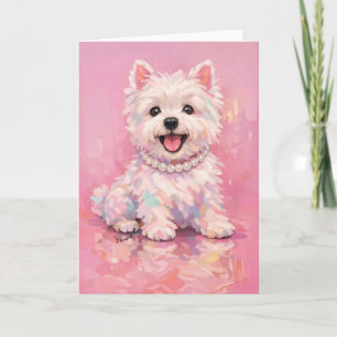 Westie Elegant Pink Portrait Karte