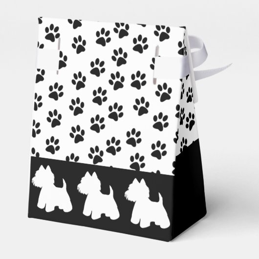 Westie Favor Box Paw Prints No Title Geschenkschachtel (Rückseite)