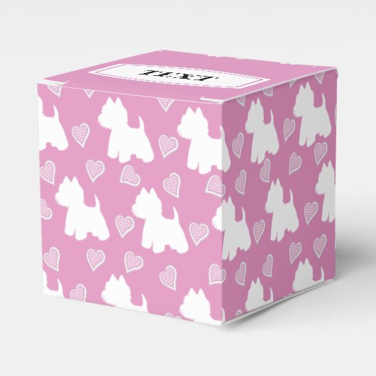 Westie Favor Box Pink Hearts Geschenkschachtel (Vorderseite)