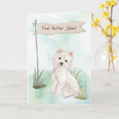 Westie Feel better after Operation to Dog Karte (Gelbe Blume)